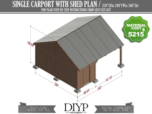 single carport with storage shed - How to  build a carport - diy garage plans