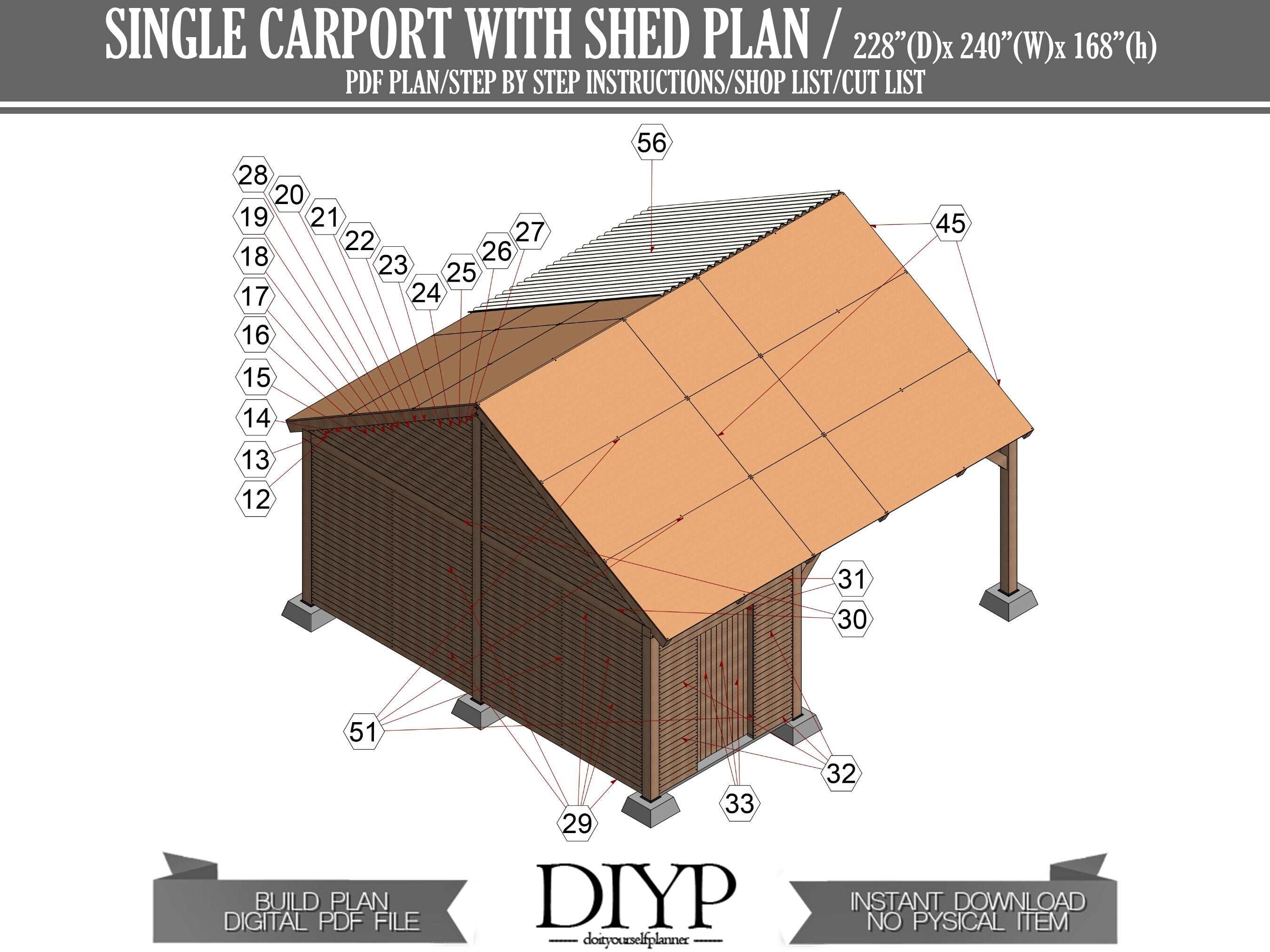 Single Carport With Storage Shed - How To Build A Carport - Diy Garage ...