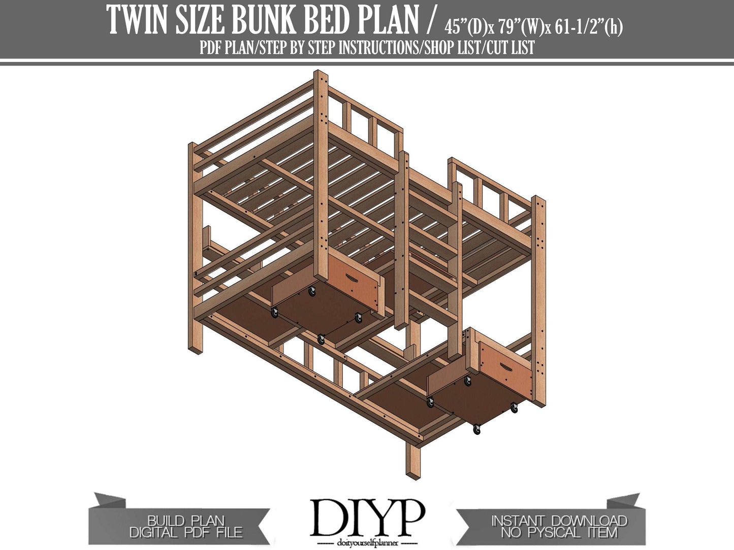 Twin size bunk bed with table - Modern and affordable BunkBed ideas - Woodworking plans for berth