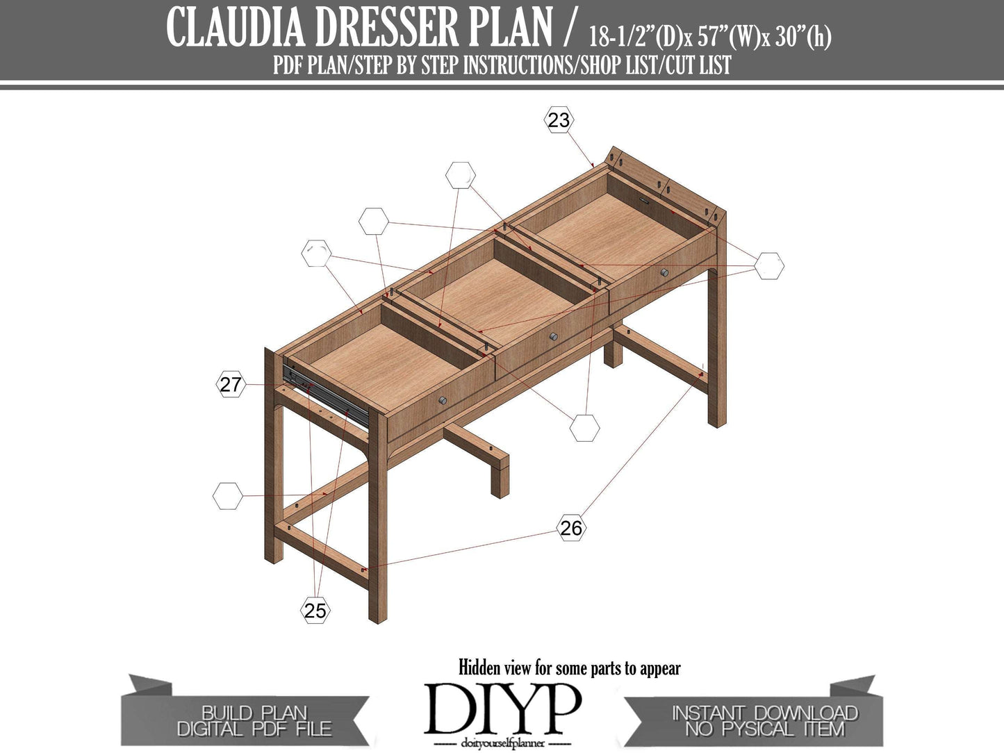 Diy blueprint plans for dresser with drawers , nightstand plans, entryway dresser woodworking plans