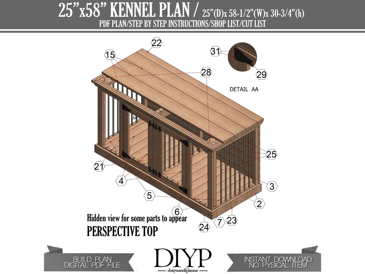 Diy dog crate plans - Dog cage build plan - Wooden Dog House - Dog ken ...