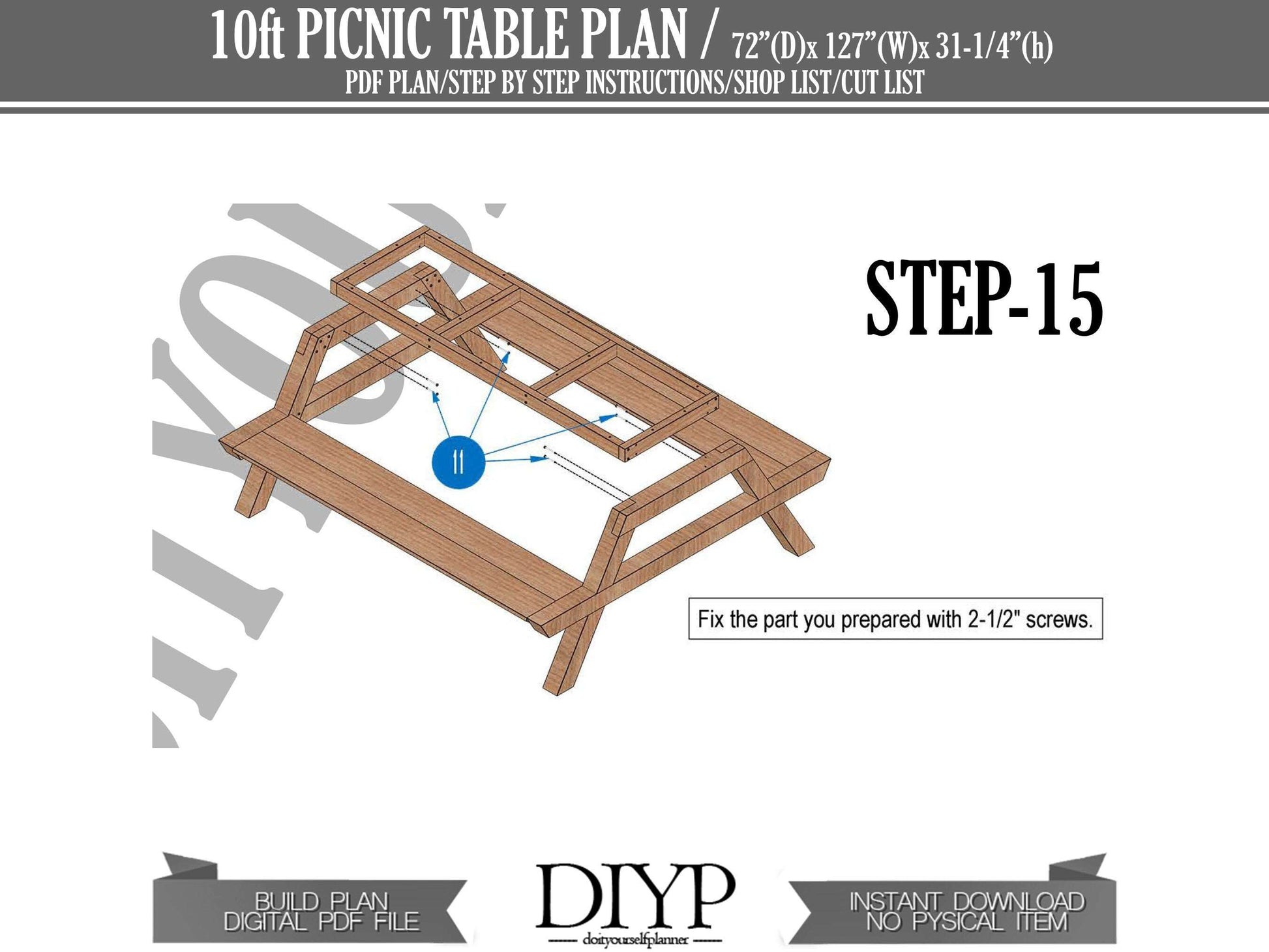 10 Foot Picnic Table Plans | PDF Download
