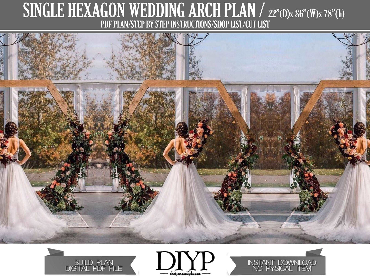 Portable hexagon wedding arbor plan - wedding arch ideas