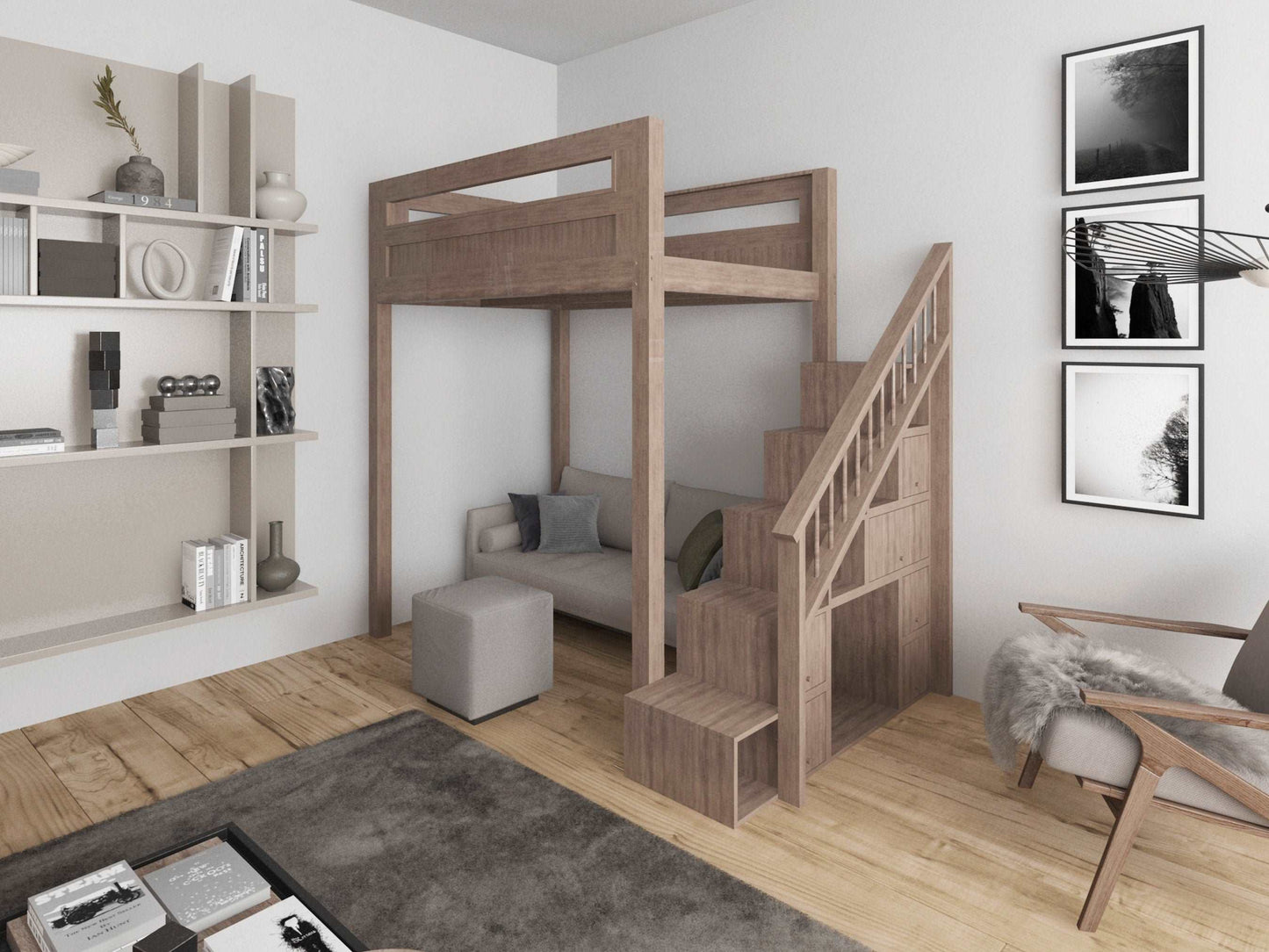 Diy plans for Multifunctional Twin Size Bunk bed , Stairs Bunk bed plan
