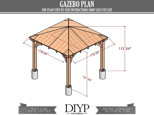 10x10 Pergola plan,Gazebo plans,shelter plans,veranda plans,10x10 Shed plans