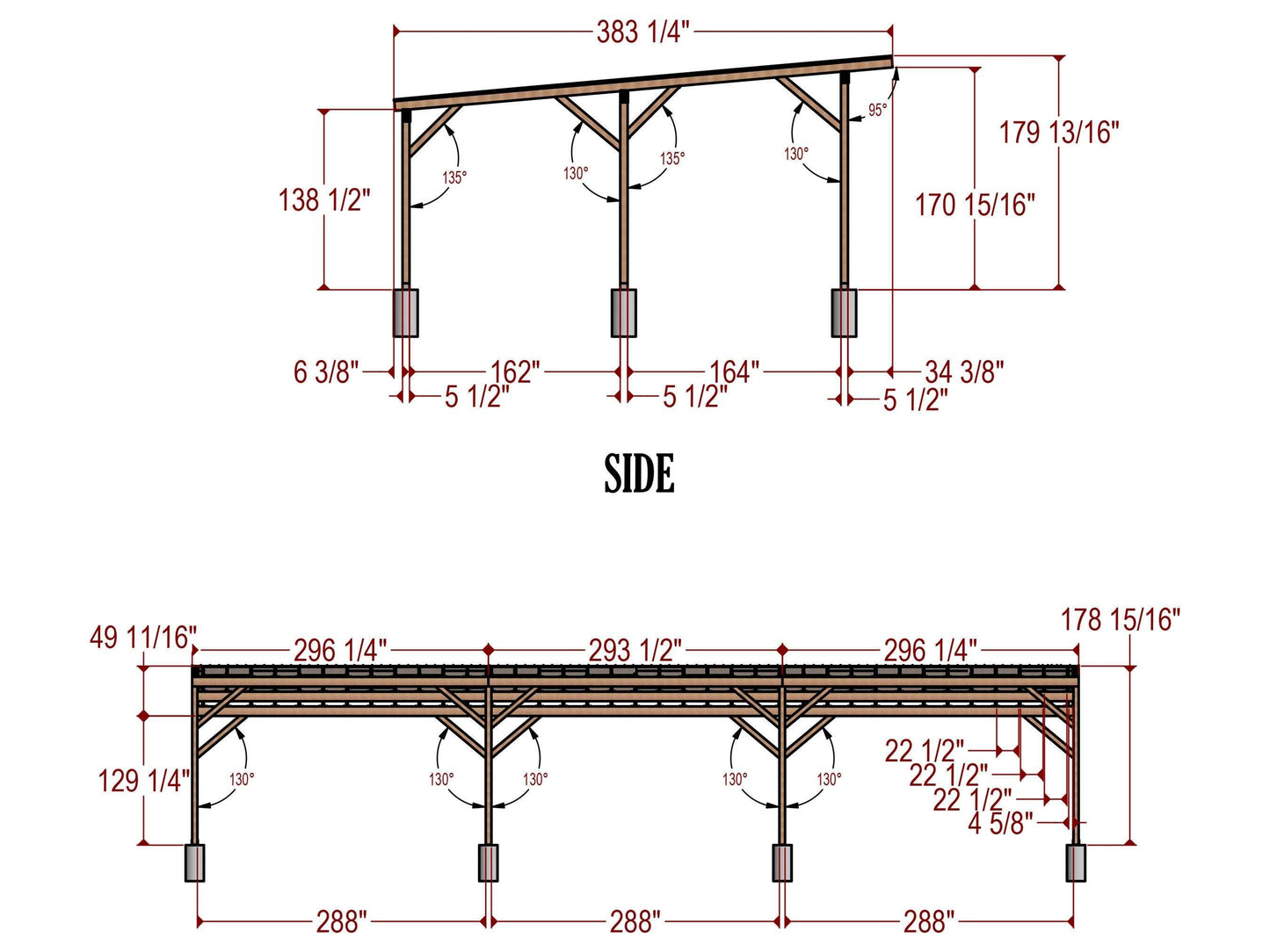 32x72 Carport Blueprint Plans  - DIY Wooden carport - Downloadable Printable PDF