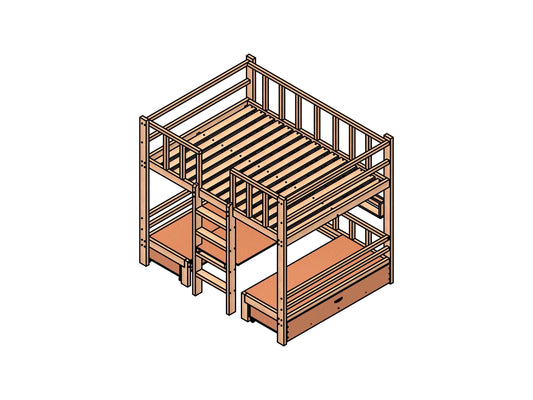 Bunkbed with table plan, Bed convertible table, diy bunk bed plan, Full size bunkbed