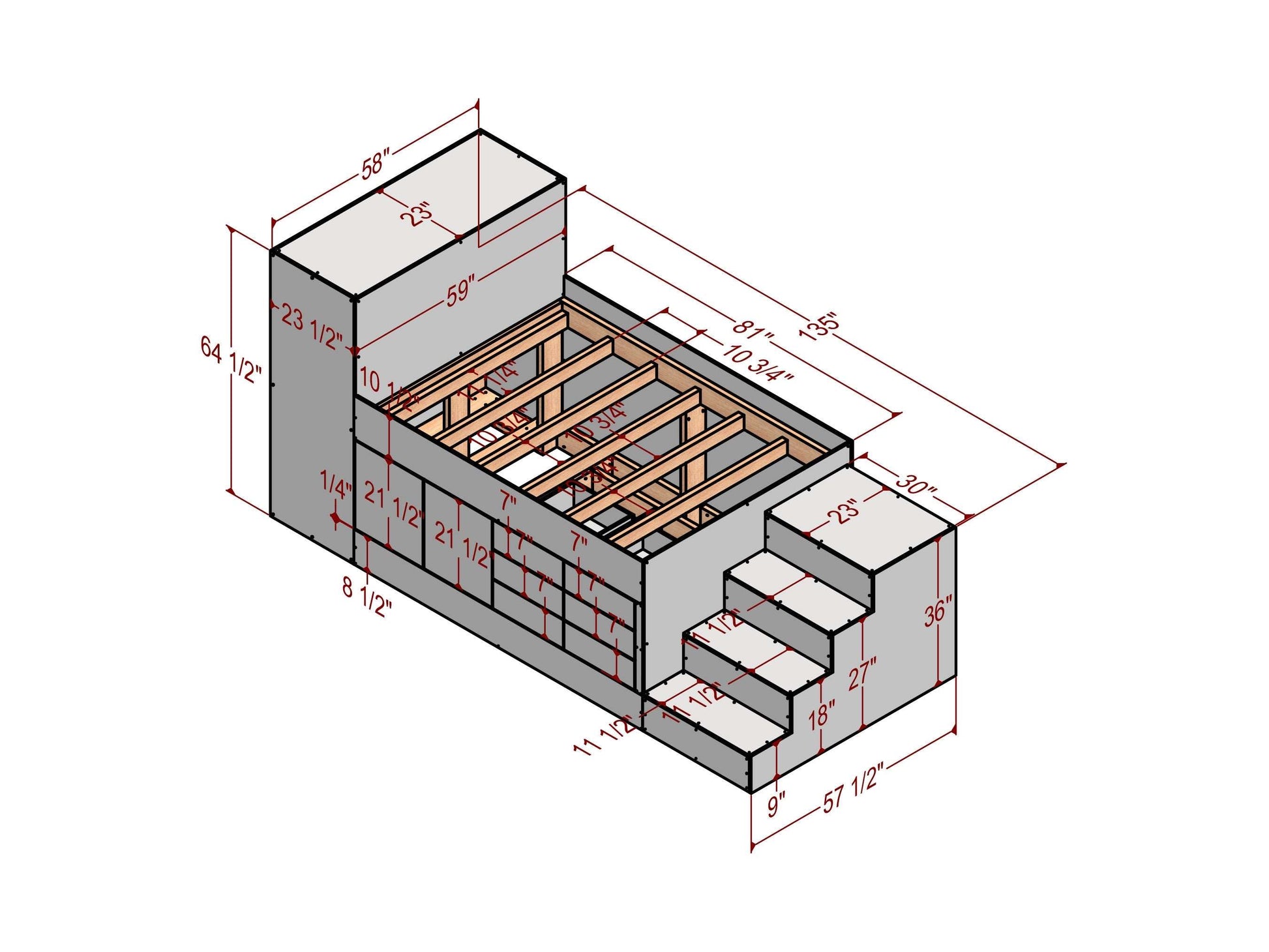 Space saver bunkbed,Full size bunkbed plans, bunkbed with storage, bunkbed with drawers