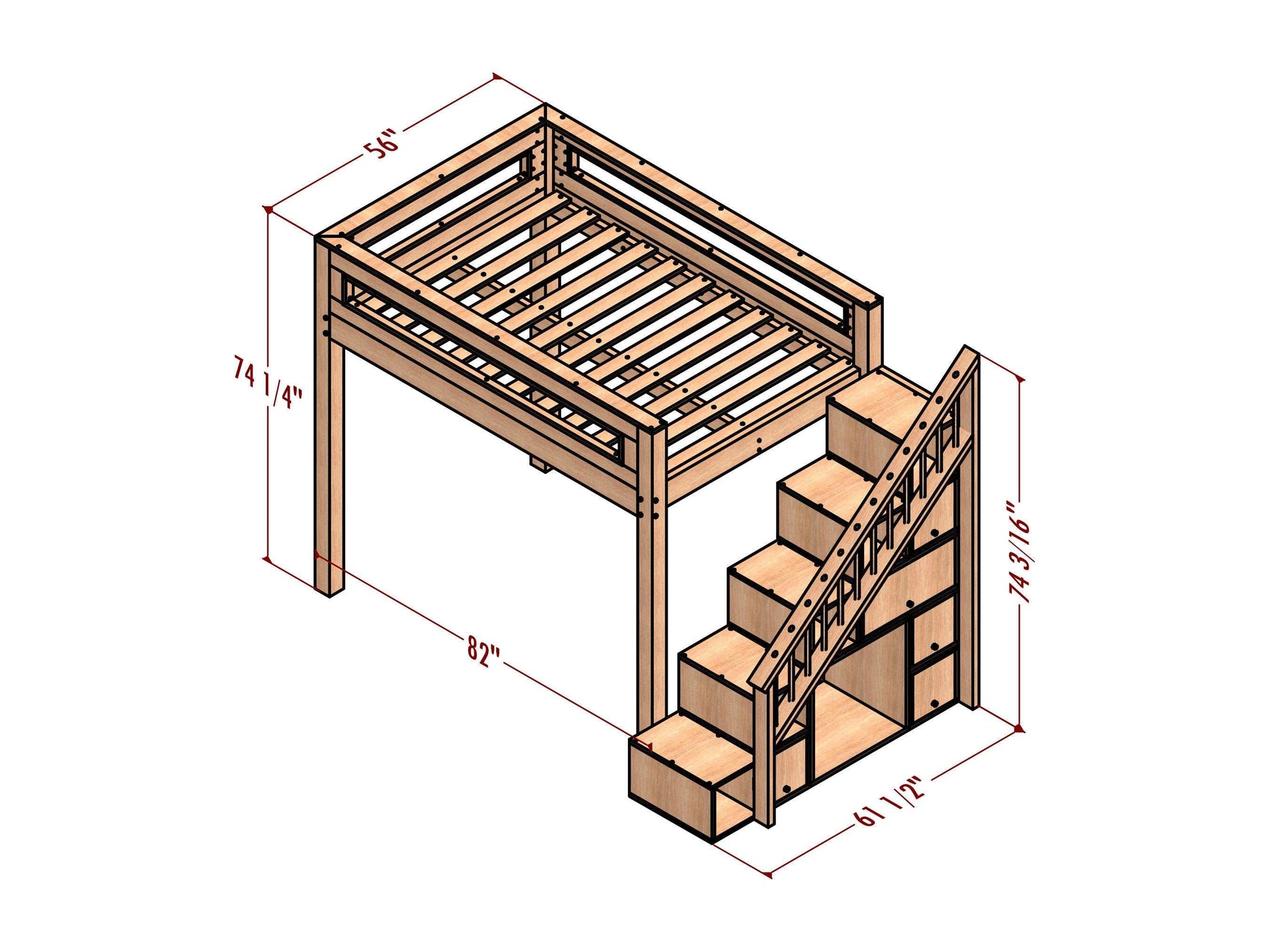 Diy loft bed plan for adult,diy loft bed plans,built in bunkbed plan,building bunkbeds pdf plan