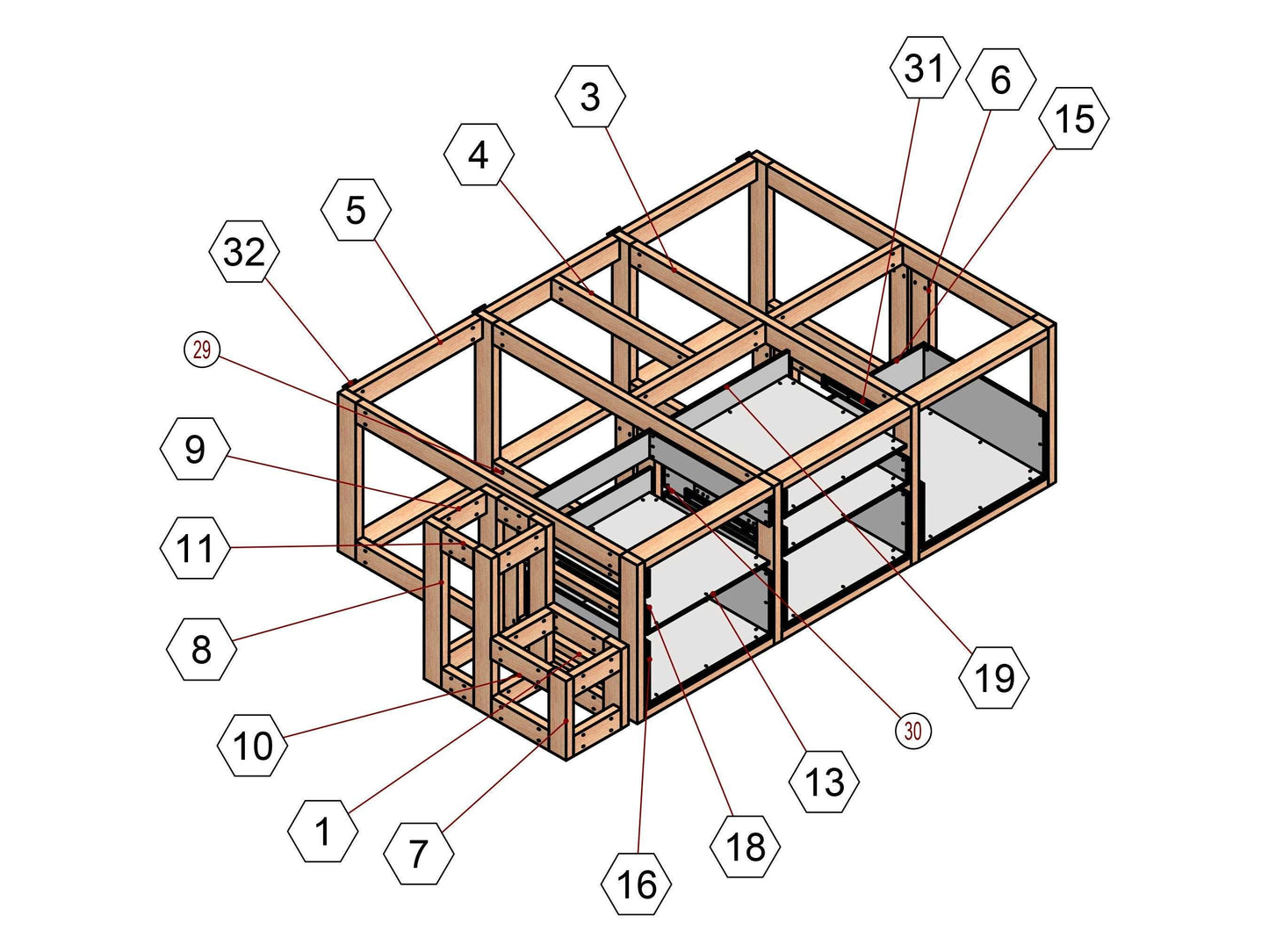 Multifunctional Full Size bed with bed base plan, matress base bunkbed plan