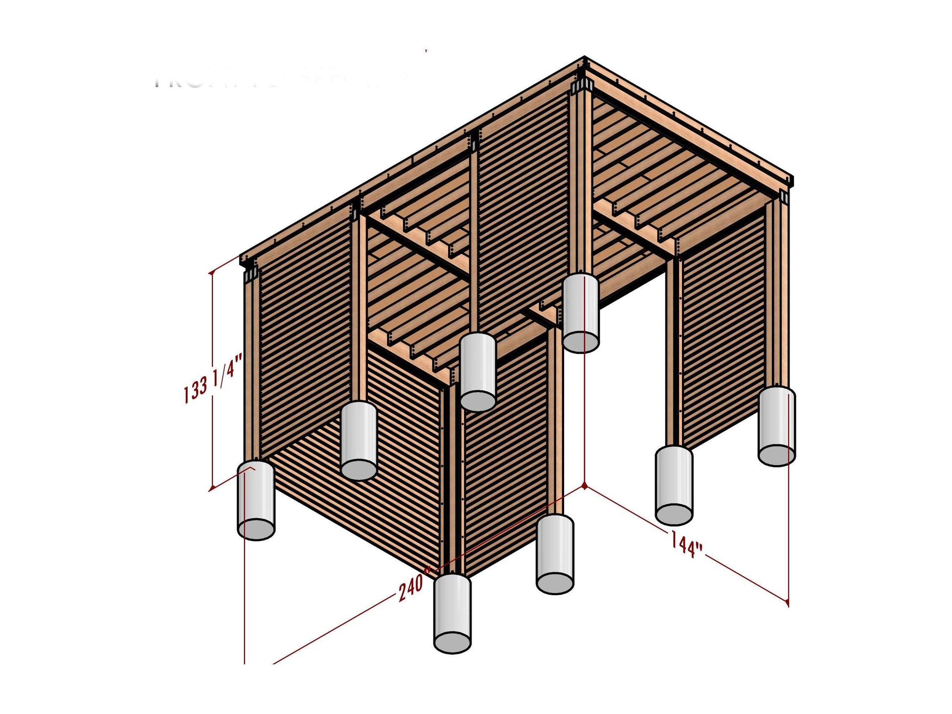 12x20 Modern Carport - Car Garage for One Car - Modern Pavilion Plans - Wooden Car Port