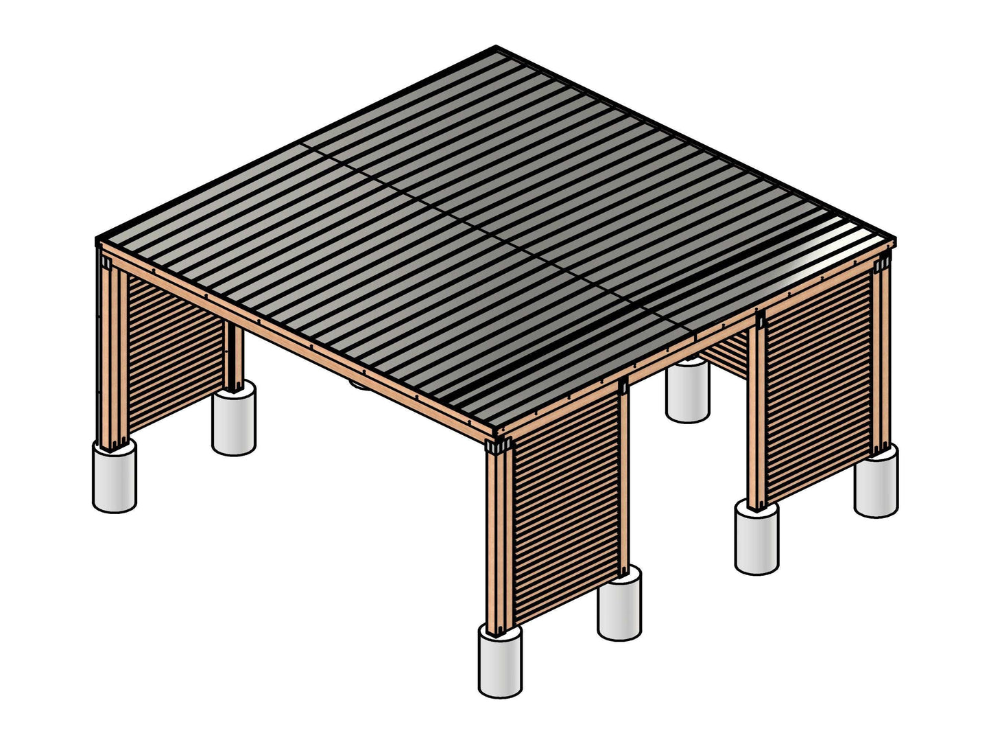 20x20 Modern Car Garage plan - Car Garage for two Car - Modern Pavilion Plans - Wooden Car Port
