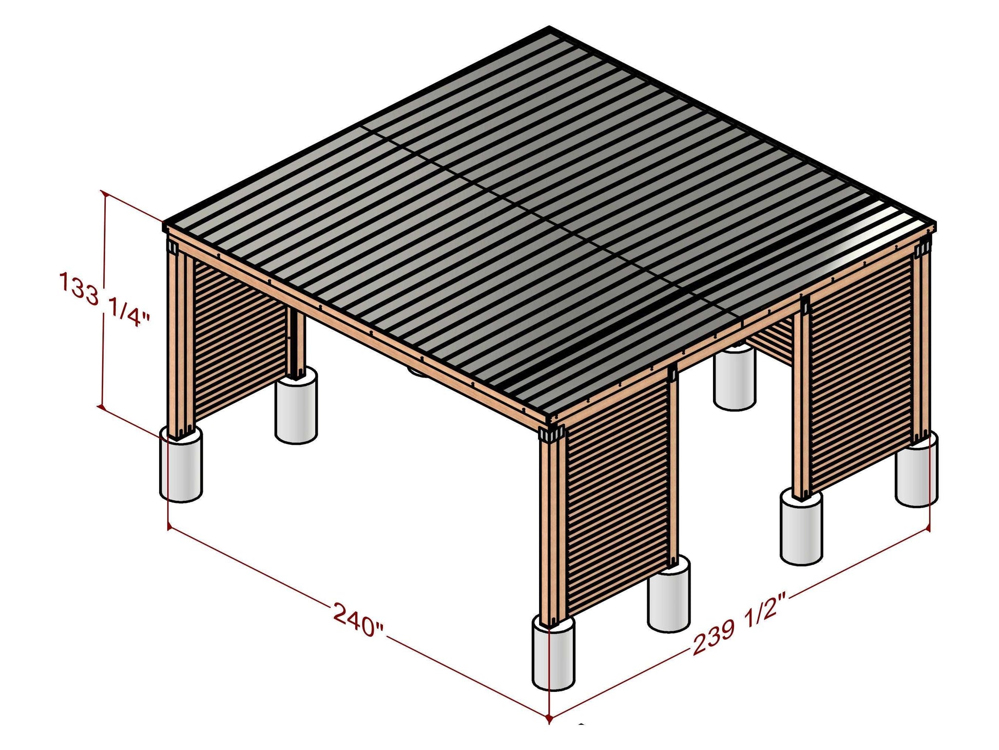 20x20 Modern Car Garage plan - Car Garage for two Car - Modern Pavilion Plans - Wooden Car Port