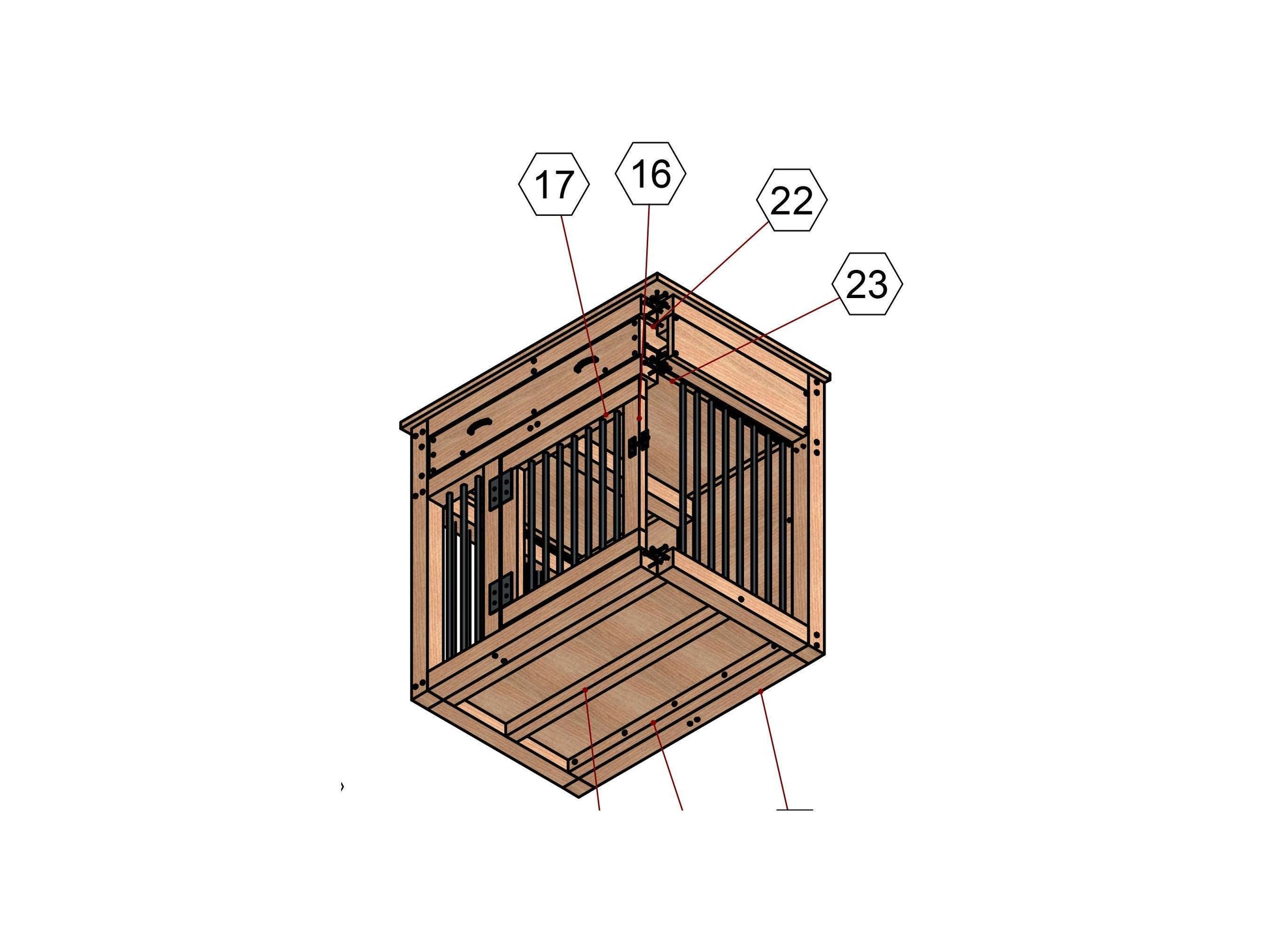 Single Medium Plan for Dog Kennel with drawers - Dog Crate Furniture - Build plans for dog cage-32x24x36