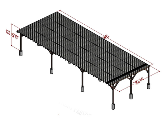 72x32 Wooden Car Port plan, Car Garage Plans Diy - Carport for Two Car - Canopy Plans -