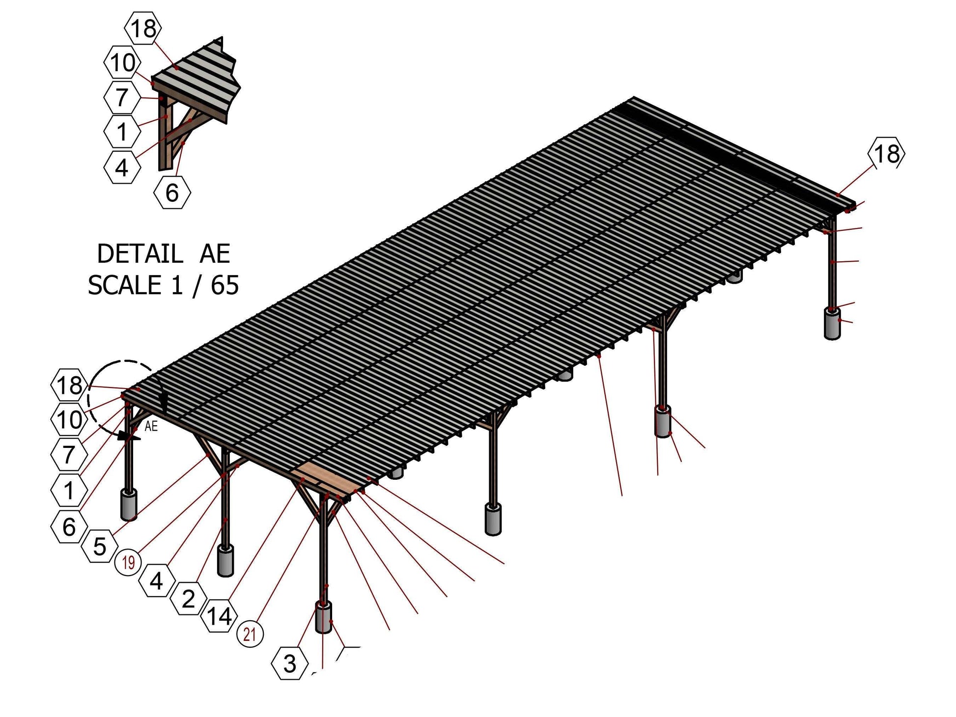 72x32 Wooden Car Port plan, Car Garage Plans Diy - Carport for Two Car - Canopy Plans -