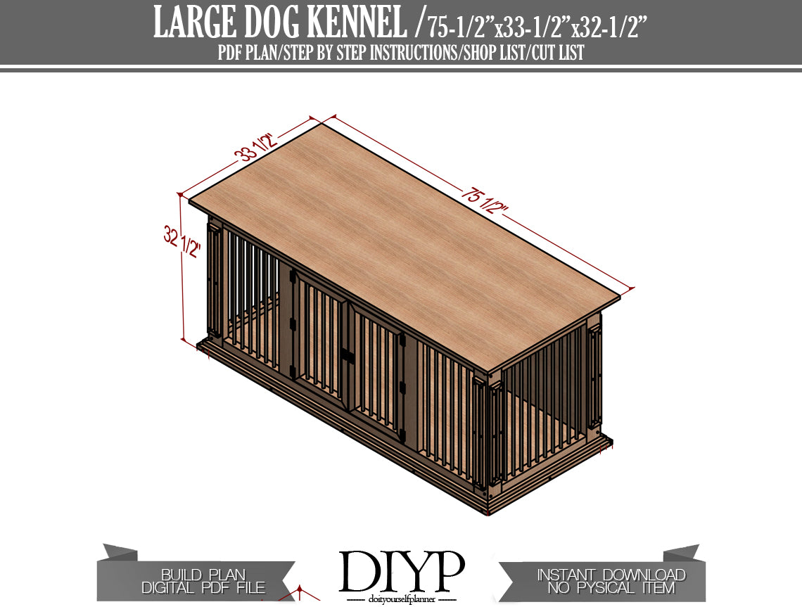 DIY Doghouse Plans: 75x33x32 Inch Kennel with Construction Animation