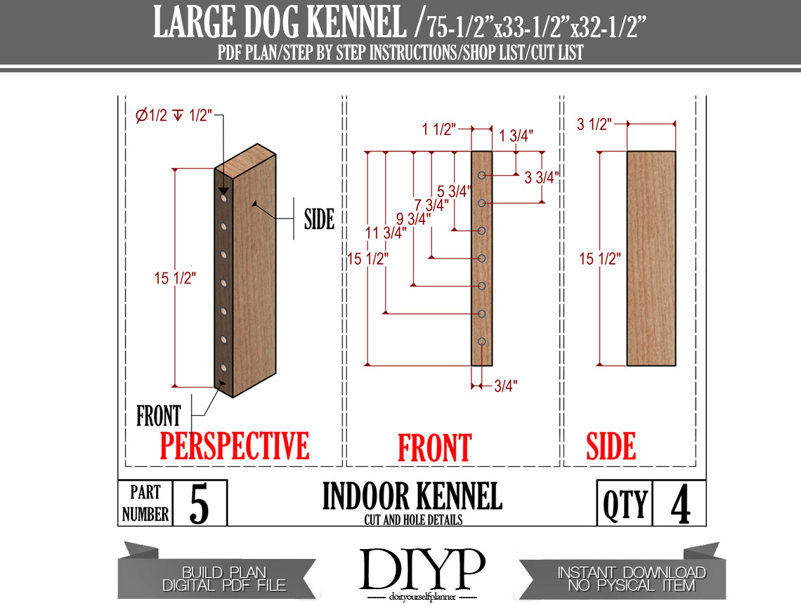 DIY Doghouse Plans: 75x33x32 Inch Kennel with Construction Animation