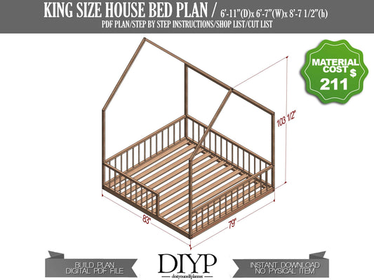 Create Your Ultimate King Size Montessori House Bed Frame | DIY Plan with Parts List, Shopping Guide, and Animation