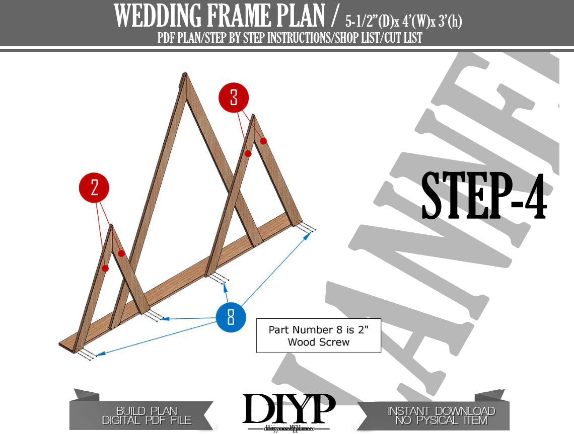 DIY Mountain Wedding Arbor Plans - 48" Long x 36" High - Easy Build with Animation