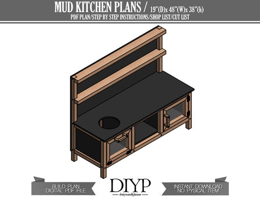 DIY Kids Kitchen Woodworking Plans - Miniature Play Kitchen with Sink, Cabinets & Shelves - Easy Build with Animation & Cut List