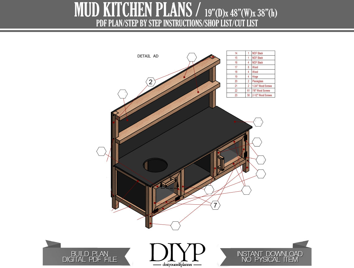 DIY Kids Kitchen Woodworking Plans - Miniature Play Kitchen with Sink, Cabinets & Shelves - Easy Build with Animation & Cut List