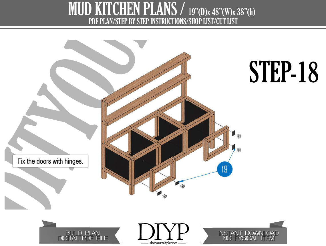 DIY Kids Kitchen Woodworking Plans - Miniature Play Kitchen with Sink, Cabinets & Shelves - Easy Build with Animation & Cut List