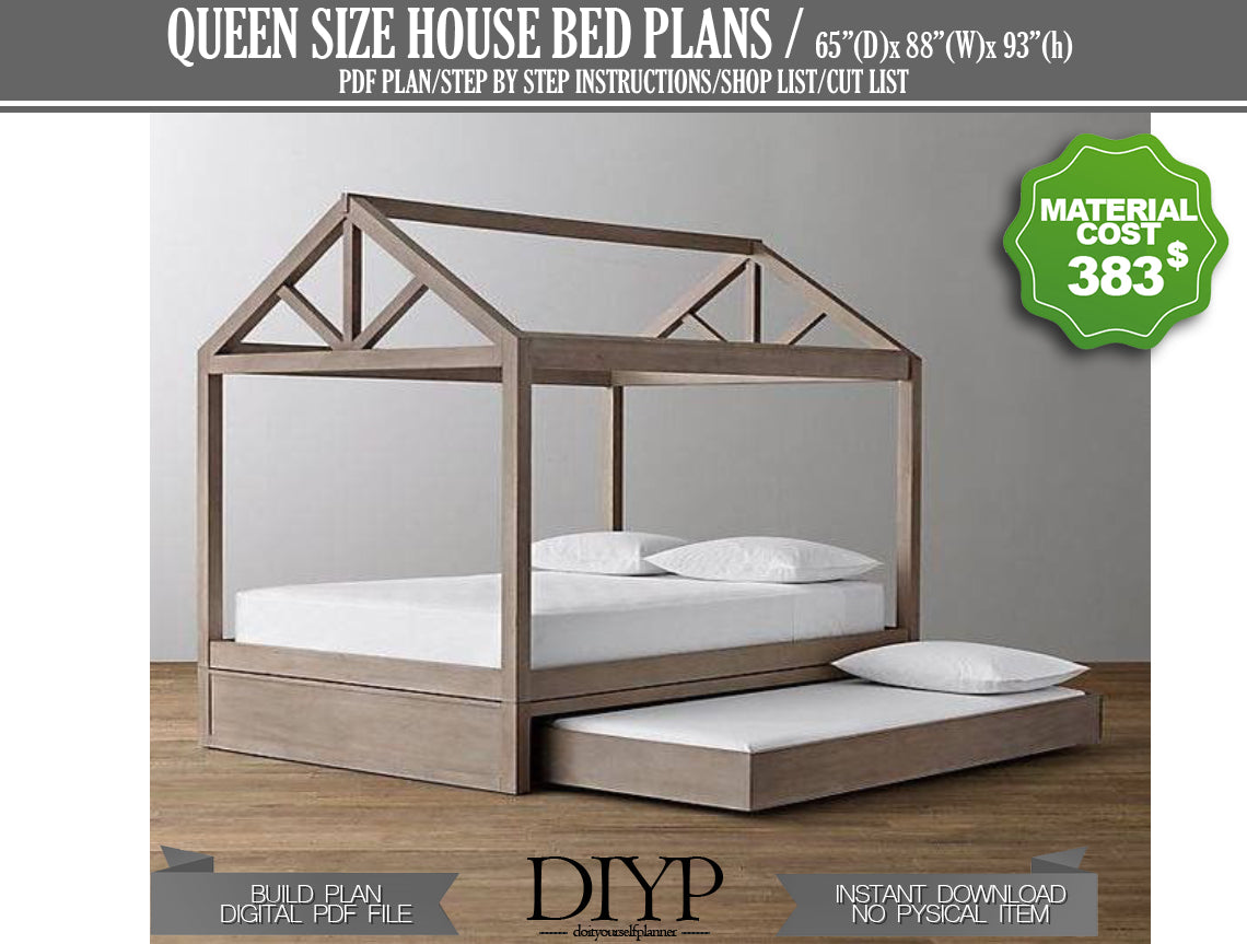 Queen Size House Bed Woodworking Plans