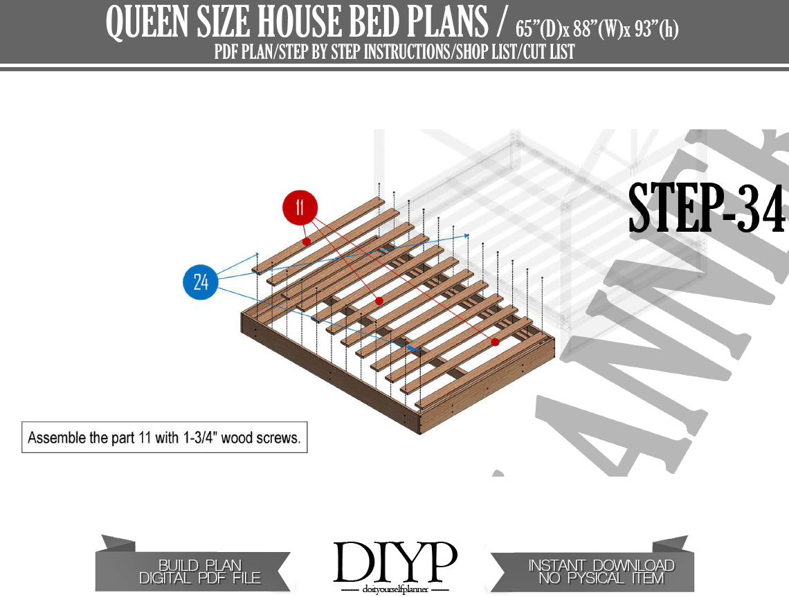 Queen Size House Bed Woodworking Plans