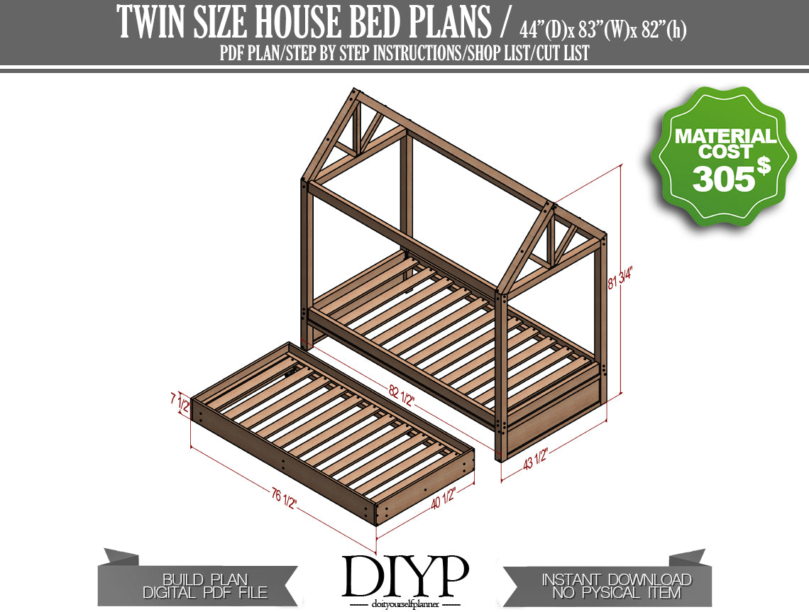 Twin Size House Bed Woodworking Plans