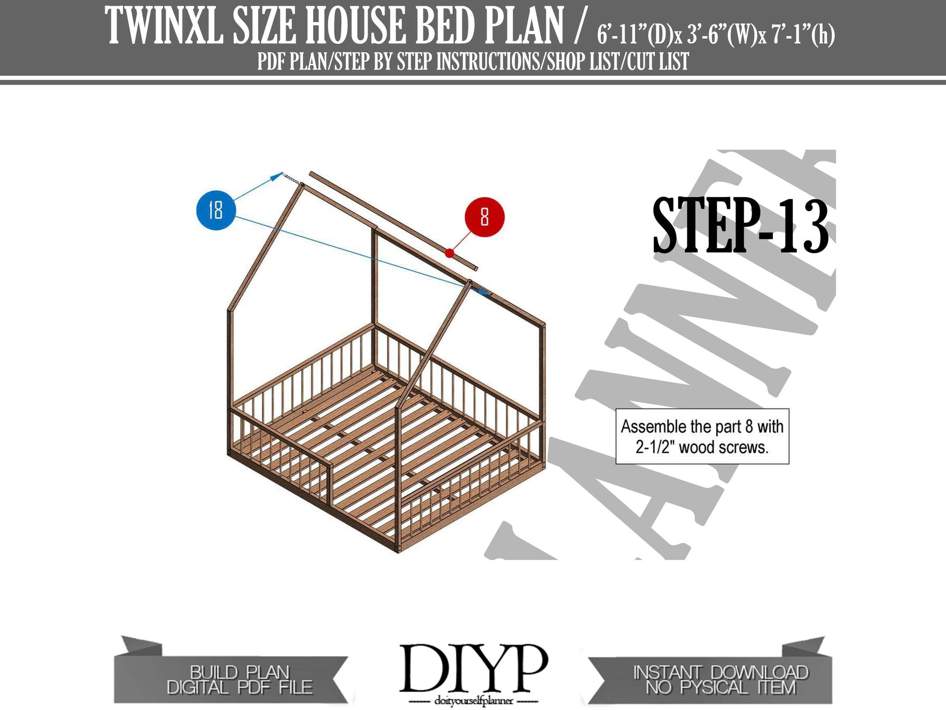 Craft a Magical TwinXL Size Montessori House Bed Frame | DIY Woodworking Plan with Parts List, Shopping Guide, and Animation