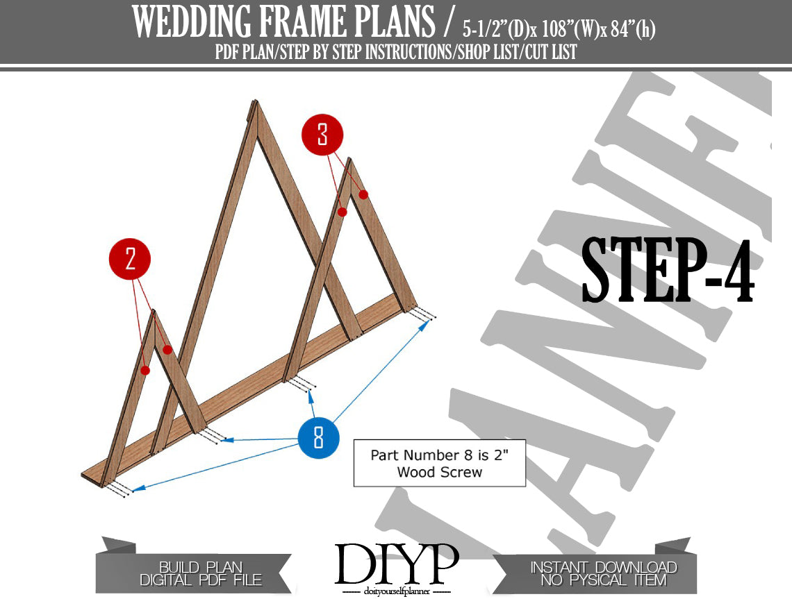 DIY Mountain Wedding Arbor Plans - 108" Long x 84" High - With Construction Animation & Cutting List