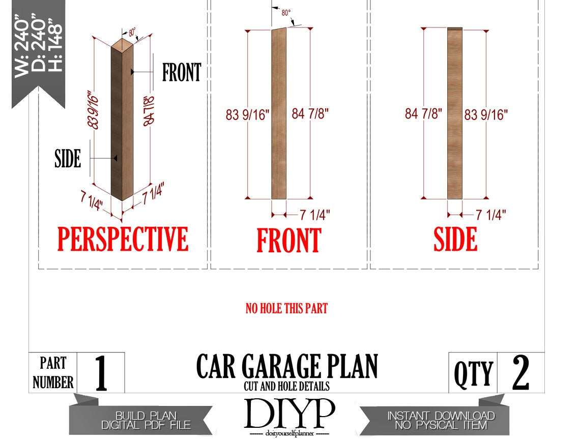 20'x20' Carport Plans DIY Wooden car garage - Download Printable PDF ...