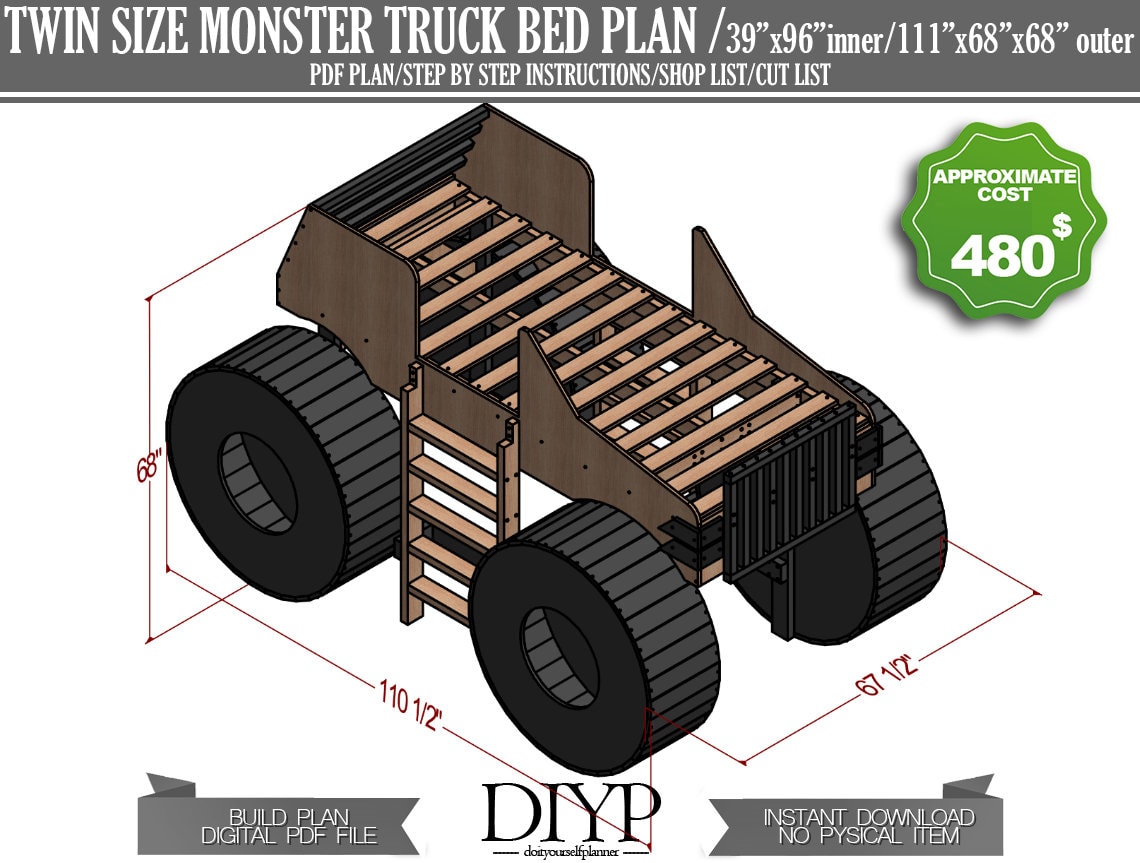 DIY Plans for Kid's Bed - Twin Size Bed Frame Build Instructions, Toddler bed frame