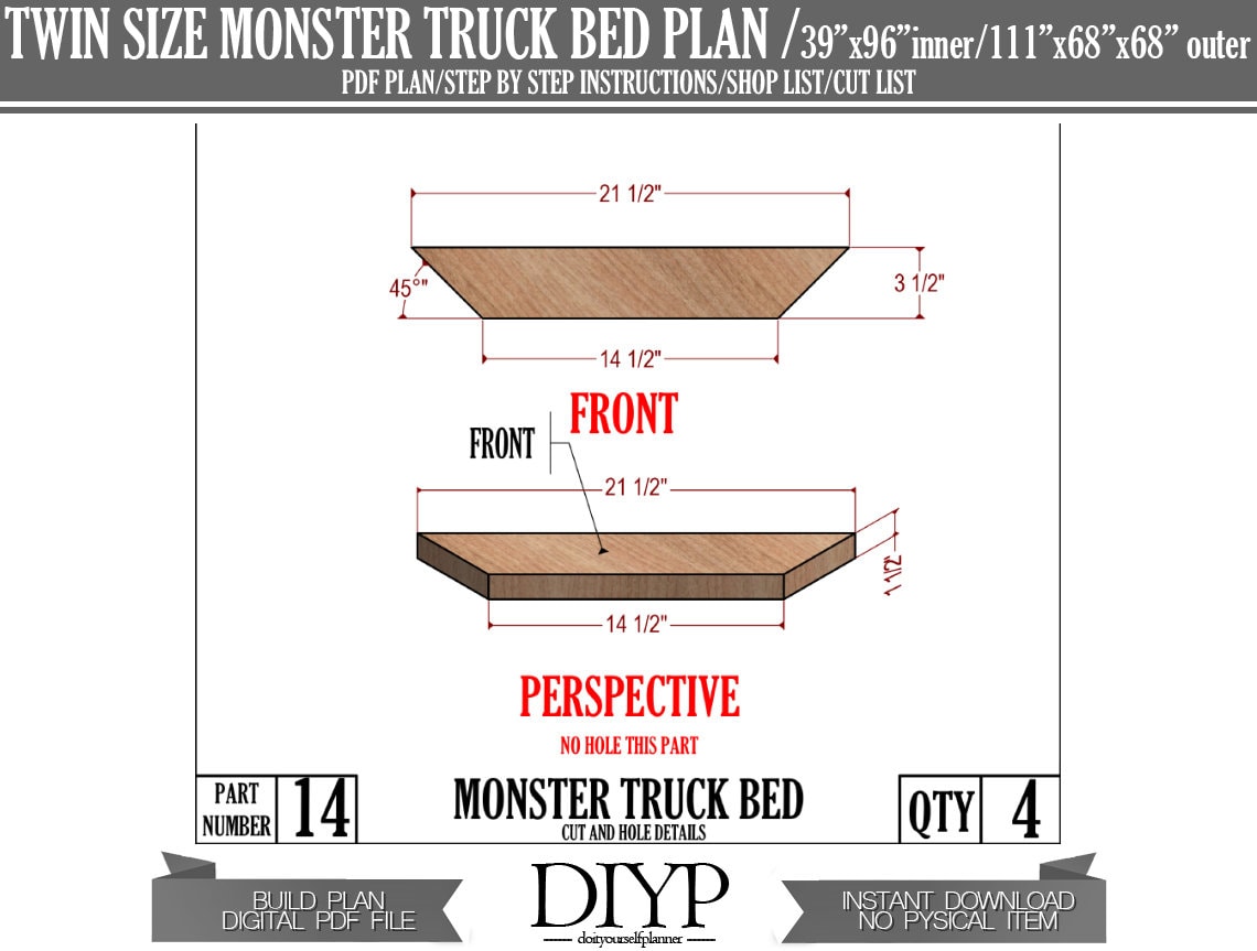 Twin size bed frame - Diy bed frame - diy bed plan - diy boys bed plan - truck bed - construction bed,car bed