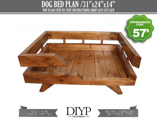Dog Furniture -  Puppy Bed plan - Wooden Dog Bed Plan - Modern Medium Dog Bed