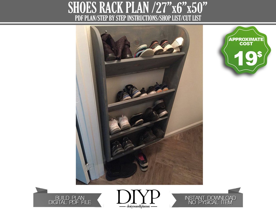 Wall mount shoes storage rack-wall shoes storage plans-shoe storage plan-wood shelf plan-storage rack plan-wall mount rack-shoes shelf plan