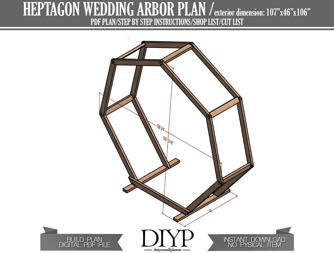Heptagon Wedding Arbor Digital Plans PDF - Arch Build Instructions