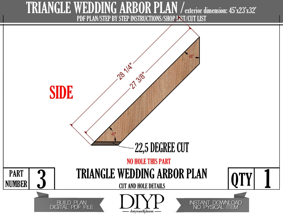 Triangle wedding arch frame plans, build plan for wedding arbor, diy wedding trellis
