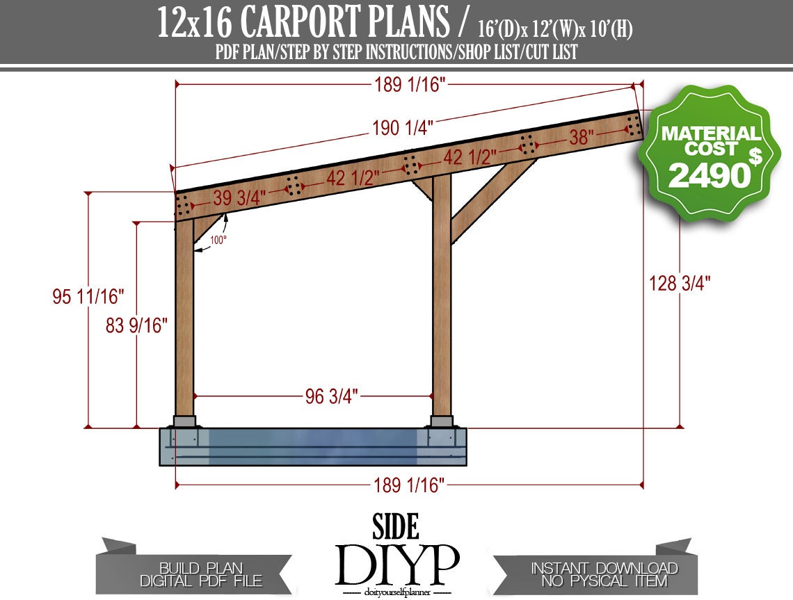 Single car garage, diy carport plans, 12x16 car port garage, easy woodworking plans for carport