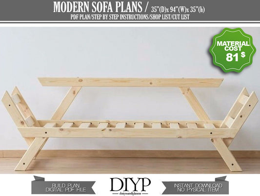 Modern sofa plans, wooden sofa, sofa build plan, outdoor furniture, outdoor sofa, couch plan, easy woodworking plans
