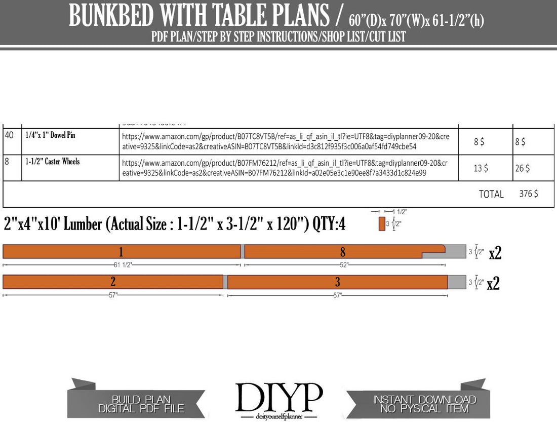 Bunk bed with desk plans, Full size loft bed, Multifunctional bunk bed – Doityourselfplanner