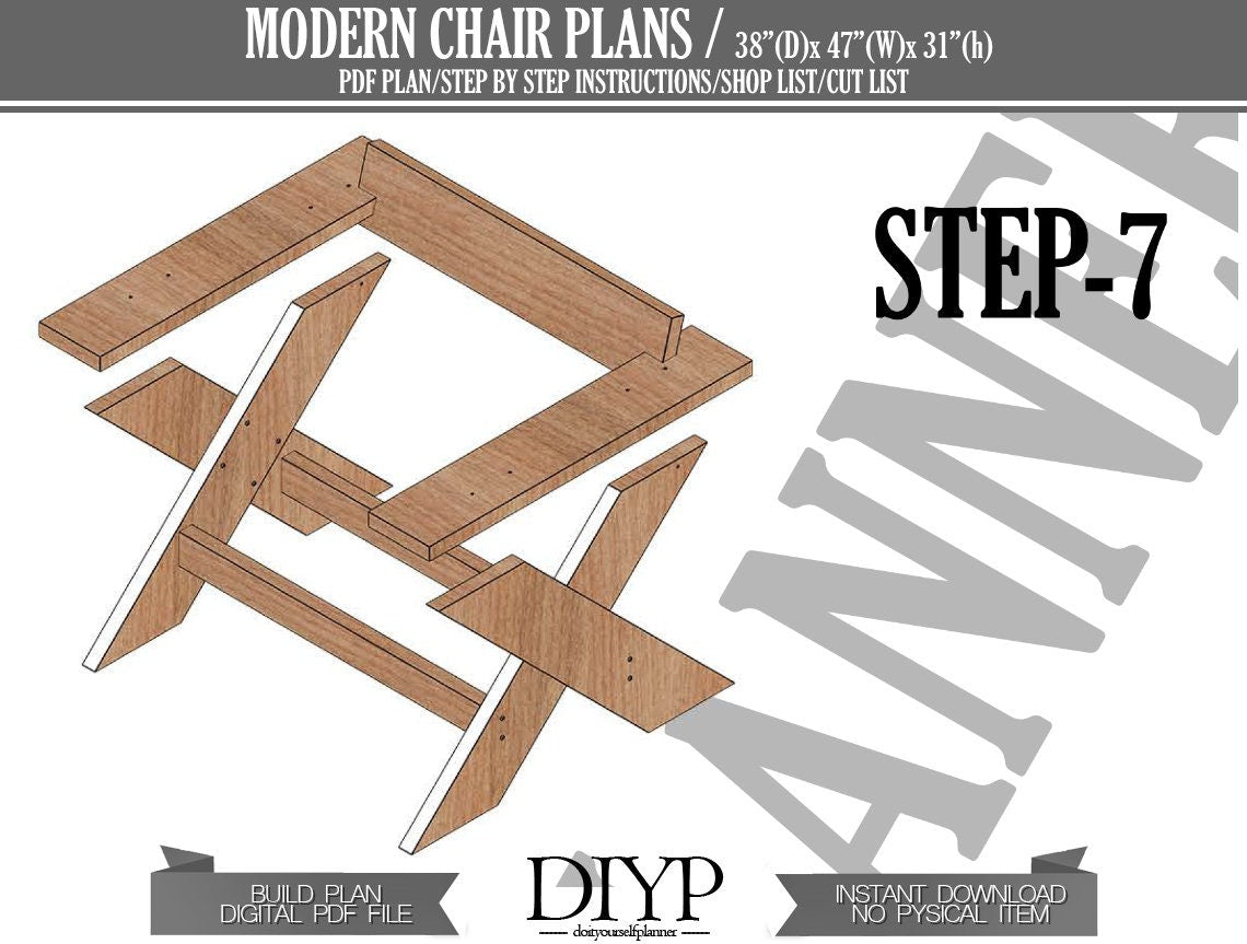 Digital plans for modern chair, wooden chair plans, easy and comfortable chair build plan