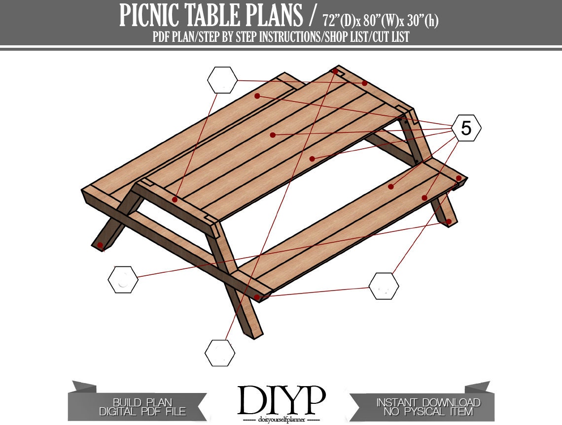 Modern picnic table build plans, pdf plan for cedar picnic table, easy woodworking plans for outdoor furniture