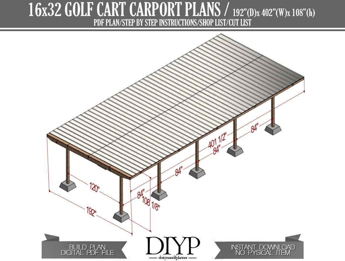 Storage Canopy and Shelter plan for 4 Golf Cart - Great Garage for ATVs, Golf Carts, mowers