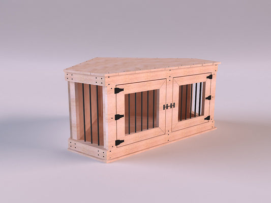 Corner Dog Crate plan - Corner dog kennel - Build own Easy and Cheap dog crate