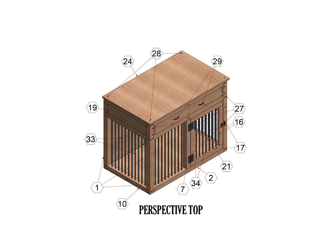 DIY Plans for Single Large Dog Kennel with drawers - Dog Crate Furniture - Build plans for dog cage