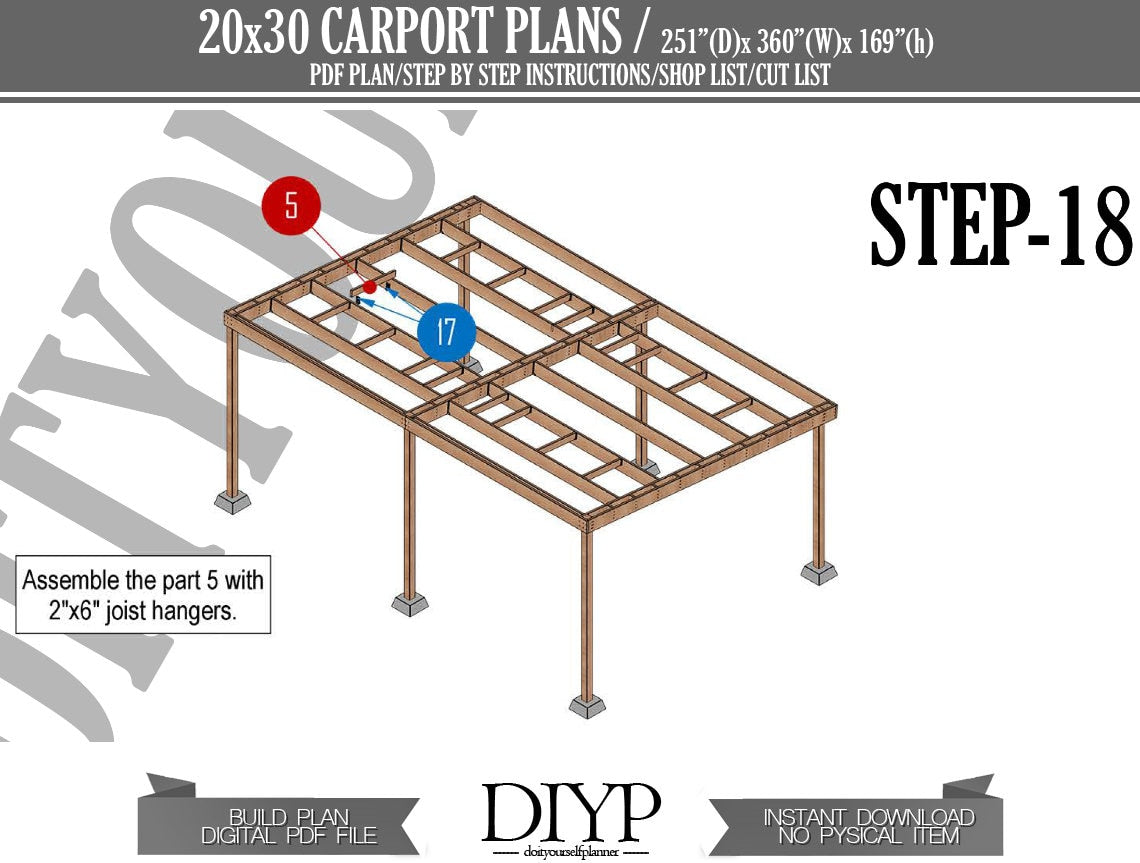 20x30 Wooden Carport plans, diy car garage ideas, easy build plan for woodworkers