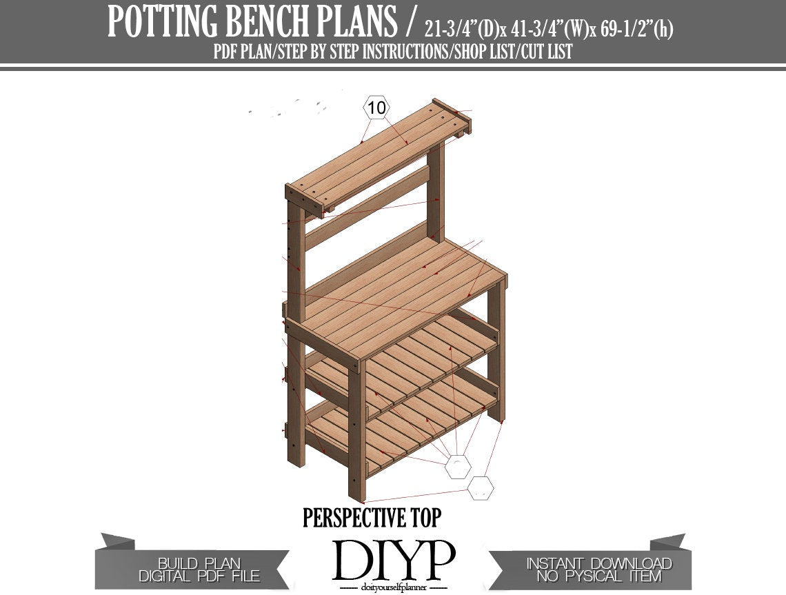 DIY Plans for Potting Bench, Easy woodworking plan for wooden table