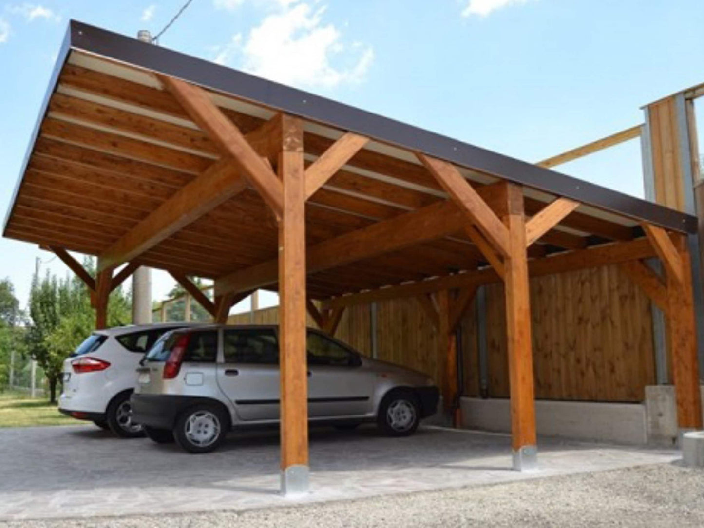 18x24 single slope Carport Plans Diy - Car Garage for Two Car - Wooden Car Port